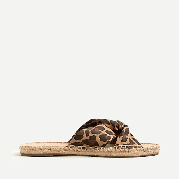 J. Crew Twisted-knot sandals leopard canvas-10 - Picture 3 of 4
